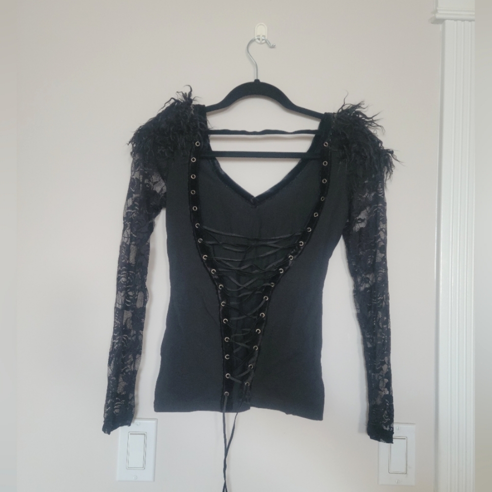 Punk Rave | L/S Top with Lace Up Back - Picture 2 of 8